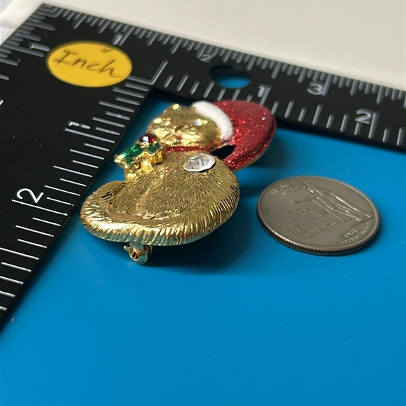 🖤Vtg Christmas Cat brooch with Santa hat - Picture 9 of 10